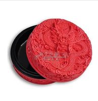 絶妙な中国の花の赤い辰砂の人工漆rAragonジュエリーボックス/ 3インチ