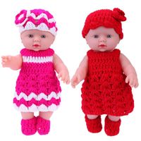 30cm Vinyl Baby Dolls Kids Bathing Playmate Children Simulation Doll + Knit Dress Outfits Baby Toys for Girls Birthday Gift