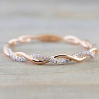Round Rings For Women Thin Rose Gold Color Twist Rope Stacki...