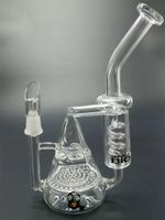 BIO Bong Water Pipes Double Recycler Honeycomey to Turbine Prec Glass Hookahs Spiral Ice Catcher Oil Rigs 8&quot; inch Tall Bubbler Beaker Bongs