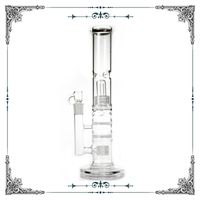 New straight bong glass water pipes with double honeycomb pe...