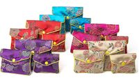 30pcs 5 couleurs Floral Zipper Porte-Monnaie mode Sacs Pochette cadeau pour Bijoux Sac soie Pochette écran Porte-cartes de crédit chinois
