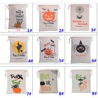 Halloweenowe torby dyniowe na płótnie sznurek świąteczny prezent wrap torby sztuczki lub traktować drukowane festiwal party wystrój 9 wzorów HH7-1294