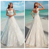 2019 Vintage Lace A- Line Summer Beach Wedding Dresses Custom...
