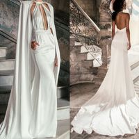 Robes de mariée élégante neuve de la miroir de la sirène 2022 avec enveloppe de haute qualité Satin Halter Share Train Garden Custom Custom Robes de mariée