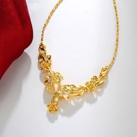 (262N) flores generosas collares pendientes para mujeres joyería de la boda 24k oro puro plateado buena calidad
