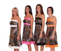 Strapless Camo A- Line Short Camouflage Bridesmaids Dresses S...