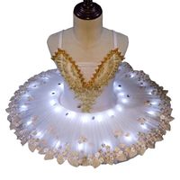 Professionelle Pailletten Little Swan LED weißen Balletttanz Tutu Kleid für Leistungskleid Kinder Mädchen