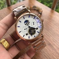 Luxury mens wristwatches business watches men flywheel Moon phase Sub-Dials Work Mechanical automatic waterproof male watch For man Christmas gifts reloj de lujo