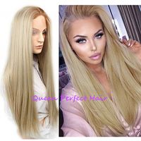 Natural Hairline Heat Resistant Hair Ash Blonde Glueless Synthetic None Lace Wig For Women Long Silky Straight Wig with Baby Hair