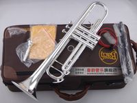 Profesjonalne instrumenty muzyczne LT180S-90 BB Trumpet Mosiądz Posrebrzany Wykwintną rękę Rzeźbione B Płaska trąbka z ustnikiem