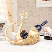 Romantic Resin Swan Couple Lovers Figurine Bottle Holder Cre...