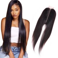 Malaysian Human Hair 2X6 Lace Closure Middle Part Straight Virgin Hair 2 By 6 Lace Closures 10-24inch Silky Straight