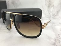 2077 nero / oro Pilot Occhiali da sole Brown Gradient Lens Occhiali da sole mens degli occhiali da sole vintage tonalità Nuovo con scatola