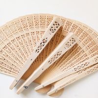 Personalized Sandalwood Folding Hand Fans with Organza Bag W...