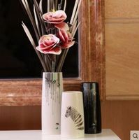 белый керамический зебра творческий кратким абстрактный цветок ВАЗа горшок домашнего декора ремесло украшение комнаты ремесло фарфоровая статуэтка