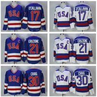 #21 Mike Eruzione 1980 Miracle On Ice Hockey 17 Jack O'Callahan 30 Jim  Craig Stitched Hockey Jerseys
