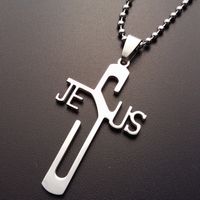 10 pz acciaio inox inglese lettera jesus croce collana personalità cristiano fede fortunato madre maschile regali gioielli