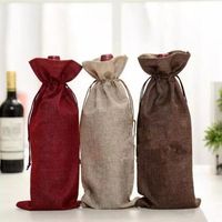15*35cm Wine Bags Champagne Wine Bottle Covers Gift Pouch Packaging Bag Wedding Party Decoration Wine Bags Drawstring CCA7314 100pcs