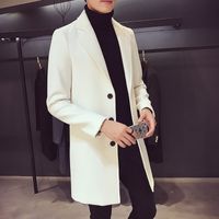 Оптовая-мужской средней длины траншеи 2017 осень и зима тонкий тонкий верхняя одежда шерстяное пальто мужская одежда