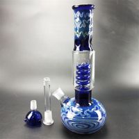 Blue and white porcelain Glass Bong 10.6&quot; Tall 18.8mm Joint Size Glass Water Pipes oil rigs colorful glass bubbler pipes