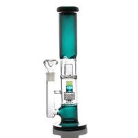 2018 Alta calidad Exquisito Bong de vidrio grueso Percolador Pipa de agua de vidrio Bong para fumar Plataformas de aceite Bong Altura 37cm