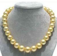 Collana di perle d'oro naturale di mari marini 10-11mm, collana di perline da 17 pollici, fermaglio in oro 14k