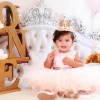 Cute Baby Infant Toddler Formal Party Dresses Blush Pink Ros...