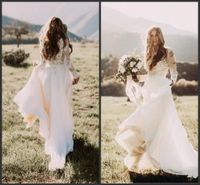 New Bohemian Country Lace Wedding Dresses With Long Sleeves ...