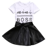 Moda Girls Dress 2pcs Set bambini estate manica corta T-shirt Gonne in pelle Party Casual Autuits Vestiti 1-6T