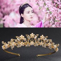 China klassieke Tang Dynasty stijl prinses tiara's en kronen luxe gouden kleur diadeem bruiloft vrouwen haar sieraden JCI024