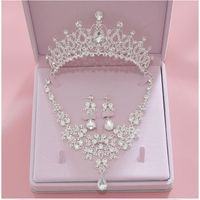 whole saleHigh Quality Fashion Crystal Wedding Bridal Jewelry Sets Women Bride Tiara Crowns Earring Necklace Wedding Jewelry Accessories