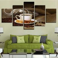 홈 장식 캔버스 페인팅 HD 인쇄 5 조각 커피 음식 벽 ​​아트 모듈 식 사진 침골 배경 아트웍 포스터