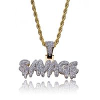 Hip Hop Iced Out Voll CZ Stein Gold Farbe überzogen SAVAGE Anhänger Halskette