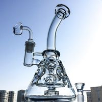 Fab Egg Glass Beaker Bongs Hookahs Showerhead Perc Bong 9 Inch Mini Recycler Dab Rig Water Pipes Small Oil Rigs Wax Bubbler Smooth Pipe MFE09