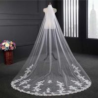Простые элегантные длинные свадебные завесы с гребенью дешевые высококачественные кружевные аппликации 3m x 1,5 м свадебные вуали тюль свадебные аксессуары
