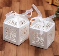海珠の白い紙箱、パーティーショーの好意箱のレーザーカットの鳥かごの結婚式の好意箱