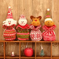 ニット生地ウール人形アップルバッグクリスマス装飾子供ホリデーギフト3次元キャンディバッグ巾着ポケット7 5mg FF