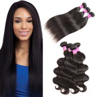 Unprocessed 10a Brazilian Virgin Hair Bundles Vendors Straight Human Hair Weaves Body Wave Hair Extensions Wefts Natural Color Free Shipping
