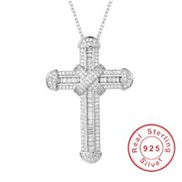 Collar colgante de plata exquisita nueva Biblia Jesús Cruz 925 para mujeres hombres Crucifijo encanto simulado Platino Diamante N028 joyería