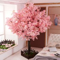 Yumai falsificador flor de cerejeira árvore rosa sakura flores artificiais árvore fundo de festa de casamento decoração de parede loja decoração