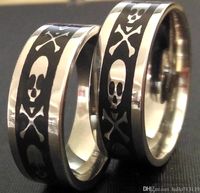 36pcs Black Oil Filled Skull Biker Punk Silver Ring Rocker Stainless Steel Skeleton Gothic Rings Men Husband Gift Wholesale Jewelry