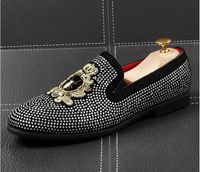 Top Brand Designer Glitter Golden Wedding Dress Shoes Seecined Sequind Men's British Style Platform Loafers 38-43