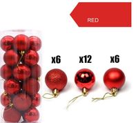 Boże Narodzenie Kulki Ozdoby na Xmas Drzewo - Shatterproof Dekoracje choinkowe Perfect Wiszące Ball Red Green 1,6 "/2.5" x 24 Pack