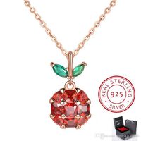 High Brand Top Quality Apple Style Jewelry Crystal S925 Sterling Silver Rhinestone Peace Fruit Shape Pendant Christmas Eve Gift
