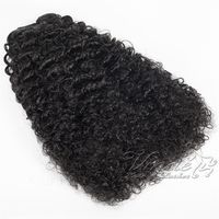 Indiano clip Virgin naturale Nero In Fascia elastica legami dei capelli ricci con coulisse 3C Afro crespo dei capelli umani Ponytails per le donne nere