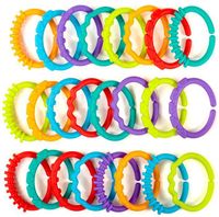 Baby teether toys infant rattle colorful rainbow rings crib ...
