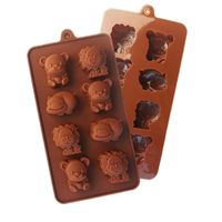 Yüksek Kaliteli Küçük Ayı Hippo Aslan Şekilli Çikolata Kalıp Gıda Sınıf Silikon Çikolata Kalıp Silikon Buz Tepsileri Kalıp