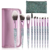 drop ship Makeup Brush Sets 10PCS Acrylic Handle Sequined High-end Foundation Cosmetic Eyebrow Eye shadow Brush with bag