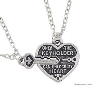 Модные пары ожерелье Vintage Key сердца кулон Резные Only The Keyholder может открыть мое сердце ожерелья для женщин Мужчины Colar